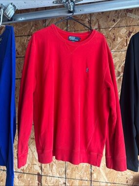 Polo by Ralph Lauren Red Crewneck Sweatshirt with Navy Pony